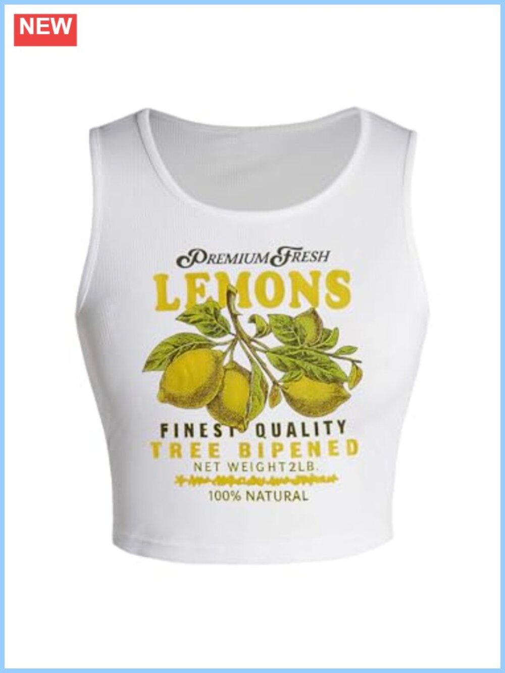 Rib Knit Sleeveless Crop Tank Top Graphic Print Slim Fit